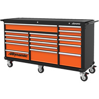 Armoire roulante, 17 tiroirs, 71" la x 24" p x 41" h, Noir/Orange OCP Construction Supplies