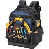 Molded Base Tool Backpack, 18" L x 13" W, Black/Blue, Ballistic/Polyester OCP Construction Supplies