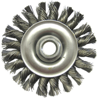 Brosses m&eacute;talliques &agrave; touret, Dia. 4", Fils 0,02", Arbre 5/8"-11, Acier OCP Construction Supplies