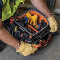 Tradesman Pro Tool Tote, Ballistic Nylon, 40 Pockets, Black/Orange OCP Construction Supplies
