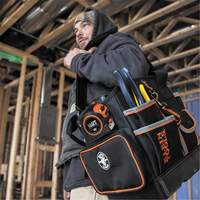 Tradesman Pro Tool Tote, Ballistic Nylon, 40 Pockets, Black/Orange OCP Construction Supplies