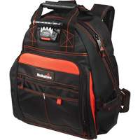 Lighted Tool Backpack, Black/Red, Ballistic/Polyester OCP Construction Supplies
