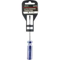 Tournevis &agrave; fente bleu transparent avec bandes , Tige de 1/8", Ronde, Prise en Plastique OCP Construction Supplies