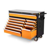 Armoire &agrave; outils roulante avec dessus de travail en acier inoxydable, 11 tiroirs, 52" la x 18" p x 36" h, Noir/Orange OCP Construction Supplies