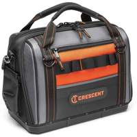 17" Tradesman Closed Top Tool Bag, Polyester, 3 Pockets, Black/Grey/Orange OCP Construction Supplies