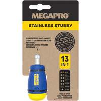 13-in-1 Stubby Screwdriver, 4-1/2" L, Plastic Handle OCP Construction Supplies