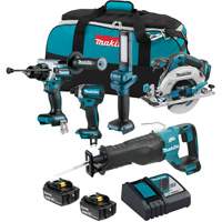 Ensemble de 5 outils sans fil LXT &agrave; moteur sans balais, Lithium-ion, 18 V OCP Construction Supplies