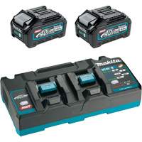 XGT Dual Port Rapid Charger Starter Kit with (2) 4 Ah Batteries, 40 V, Lithium-Ion OCP Construction Supplies