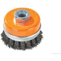 Knot-Twisted Wire Cup Brush with Ring, 4" Dia. x 5/8"-11 Arbor OCP Construction Supplies