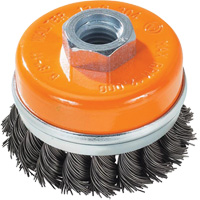 Knot-Twisted Wire Cup Brush with Ring, 3" Dia. x 5/8"-11 Arbor OCP Construction Supplies