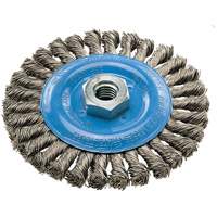 Brosse rotative &agrave; fils nou&eacute;s large, Dia. 5", Fils 0,02", Arbre 5/8"-11, Aluminium/Acier inoxydable OCP Construction Supplies