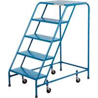 Rolling Step Ladder, 5 Steps, 18" Step Width, 46" Platform Height, Steel OCP Construction Supplies