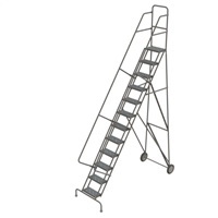 Steel Rolling Ladder, 12 Steps, 16" Step Width, 120" Platform Height, Steel OCP Construction Supplies