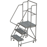 Escabeaux roulants &agrave; dessus profond, 3 marches, Largeur de la marche 16", Hauteur de la plateforme 30", Acier OCP Construction Supplies