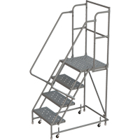 Escabeaux roulants &agrave; dessus profond, 4 marches, Largeur de la marche 16", Hauteur de la plateforme 40", Acier OCP Construction Supplies