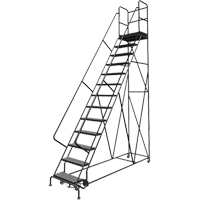 Escabeaux roulants &agrave; dessus profond, 13 marches, Largeur de la marche 24", Hauteur de la plateforme 130", Acier OCP Construction Supplies