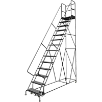 Escabeaux roulants &agrave; dessus profond, 14 marches, Largeur de la marche 24", Hauteur de la plateforme 140", Acier OCP Construction Supplies
