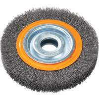 Crimped Wire Bench Wheel Brush, 6" Dia., 0.0118" Fill, 1/2" - 1/4" Arbor OCP Construction Supplies