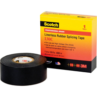 Scotch&reg; Linerless Rubber Splicing Tape 130C, 25.4 mm (1") x 9.14 m (30'), Black OCP Construction Supplies