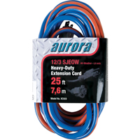TPE-Rubber Extension Cord With Light Indicator, All-Weather, SJEOW, 12/3 AWG, 15 A, 25' OCP Construction Supplies