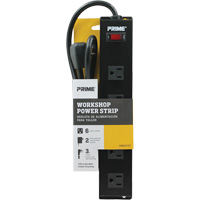 Metal Workshop Power Strip, 6 Outlet(s), 3', 15 A, 1875 W, 125 V OCP Construction Supplies