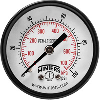 Economy Pressure Gauge, 2" , 0 - 100 psi, Back Mount, Analogue OCP Construction Supplies